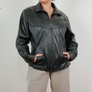 Vintage Wilsons Maxima Black Leather Jacket Size Large